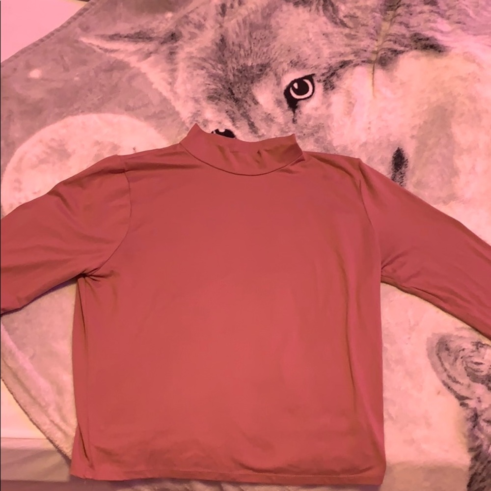 Long sleeved pink turtleneck